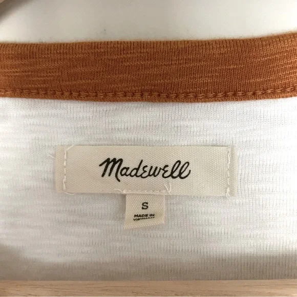 Madewell Colorblock Tipped Baby Tee Size Small 90s Inspired lettuce color hem - Picture 3 of 4